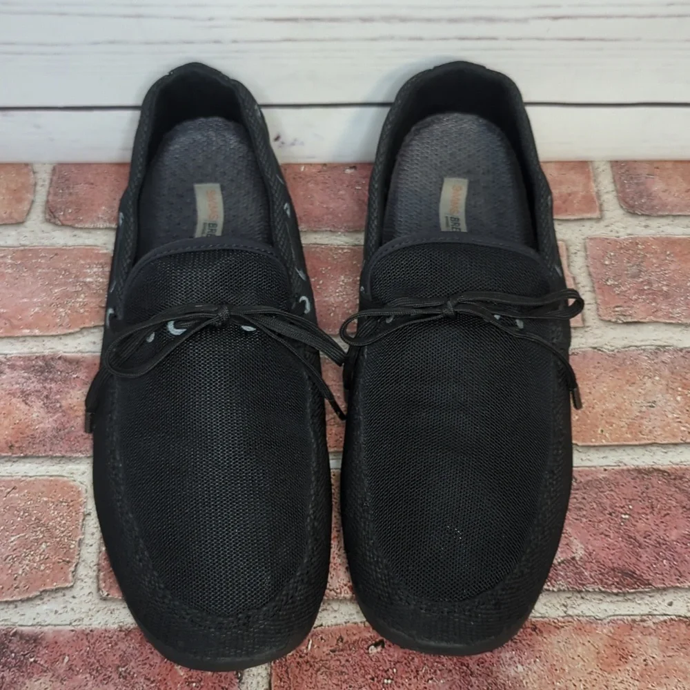 Swims Black Mesh Lace-Trim Slip-On Loafers